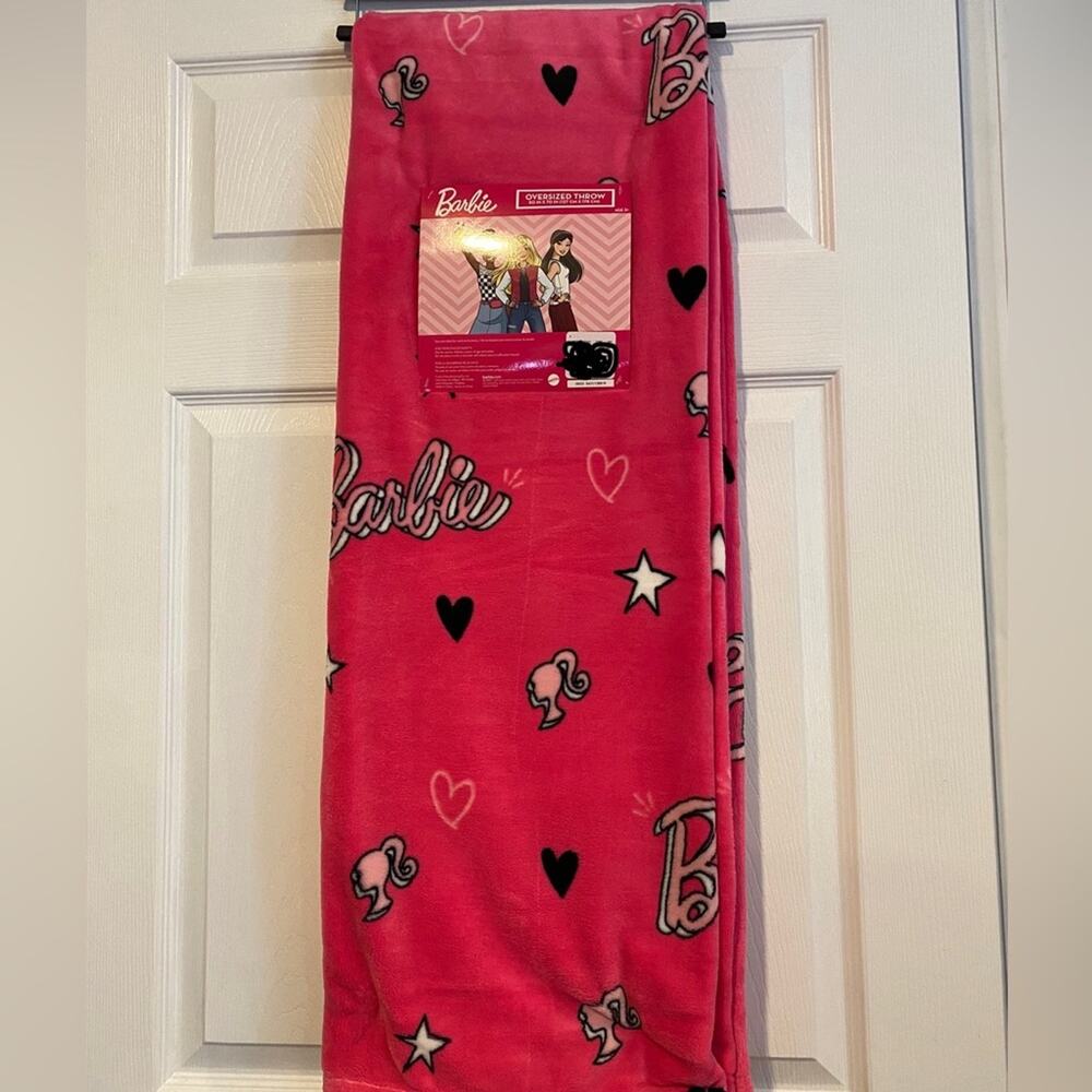 NEW Barbie Bright Pink Plush Throw Blanket